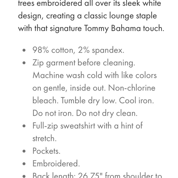 Tommy Bahama Cream Soft Jacket with Embroidered Palm Design - Picture 8 of 8